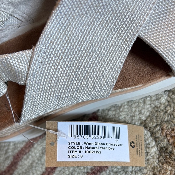 Toms Diana Crossover comfy chunky wedge espadrille Sandals neutral 8 NWT - Picture 3 of 13